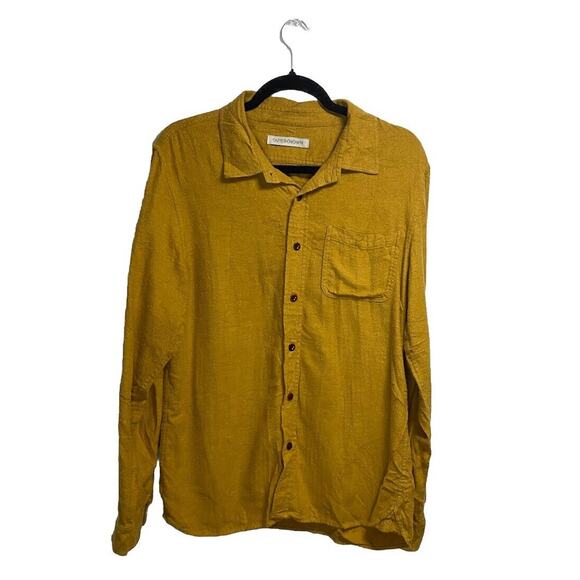 Outerknown Blanket Flannel‎ Shirt Mens Medium Gold Pockets Button Front Collared - Picture 1 of 3